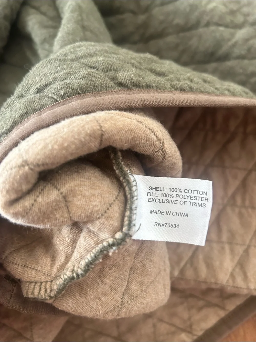 Orvis Quilted trout bum  Pullover Jacket in Olive Green